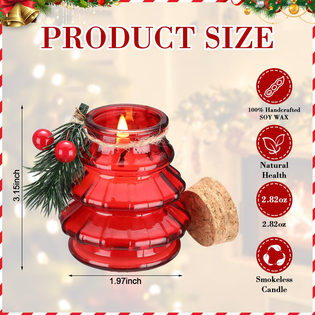 Lounsweer 12 Pcs Christmas Tree Scented Candles Gift Set, Include 12 Fragrances Aromatherapy Scented Soy Wax Candle with Mistletoe for Women Christmas Presents Stocking Stuffers Xmas Decorations