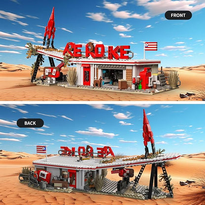 TOY PLAYER Rocket Architecture Building Block Set Including Weapons Signboard and Gas Station Accessories MOC Merchandise Model Collectors Toys Birthday Gift for Adults &amp Ages 14+ (1526PCS)
