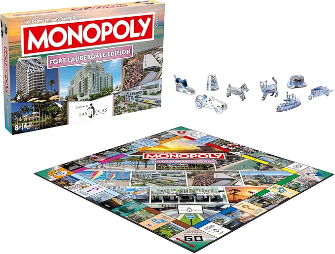 Monopoly Board Game - Fort Lauderdale FL Edition : 2-6 Players Family Board Games for Kids and Adults Board Games for Kids 8 and up for Kids and Adults Ideal for Game Night