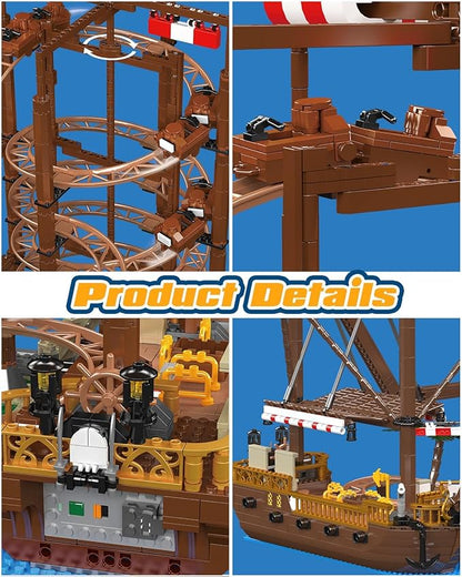 Sosuy Roller-Coaster Building Set Electric Motorized Track Ship Amusement Park Toy for Boy Girl Teen Easter Birthday Gifts for Adult Kid Ages 6 7 8 9+ City Construction Theme Collection 2174pcs