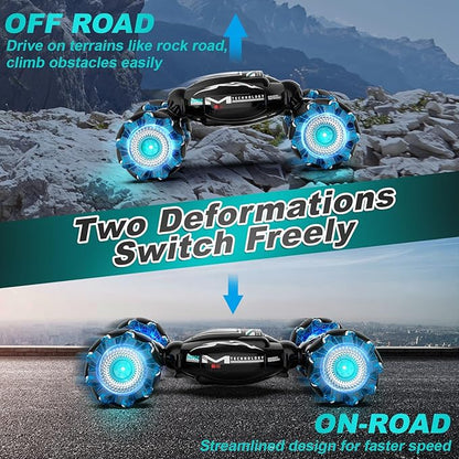RC Cars Gesture Sensing Stunt Car Toys for Boys Girls 6-12 Year Old 2.4Ghz 4WD Hand Remote Control Toy 360° Rotate Transform Off-Road Drift with Lights Music Birthday Xmas Gifts for Kids