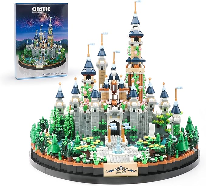 Magic Princess Blue Castle Micro Building Blocks for Adults Mini Building Kit Creative Display Gift for Women and Kids Ages 14+ 3600 PCS