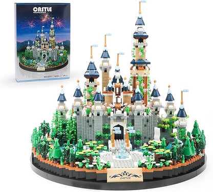 Magic Princess Blue Castle Micro Building Blocks for Adults Mini Building Kit Creative Display Gift for Women and Kids Ages 14+ 3600 PCS