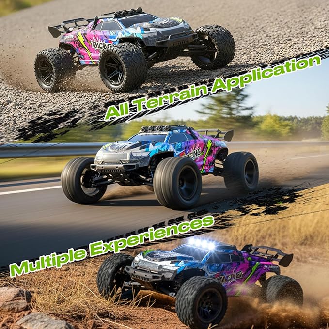 RC Car for Adults Boys 1:8 Scale 50KM/H High Speed Vehicle with 2.4 GHz Remote Control Waterproof Off-Road Monster Truck 2 Rechargeable 2600mAh Batteries Racing Car Toys