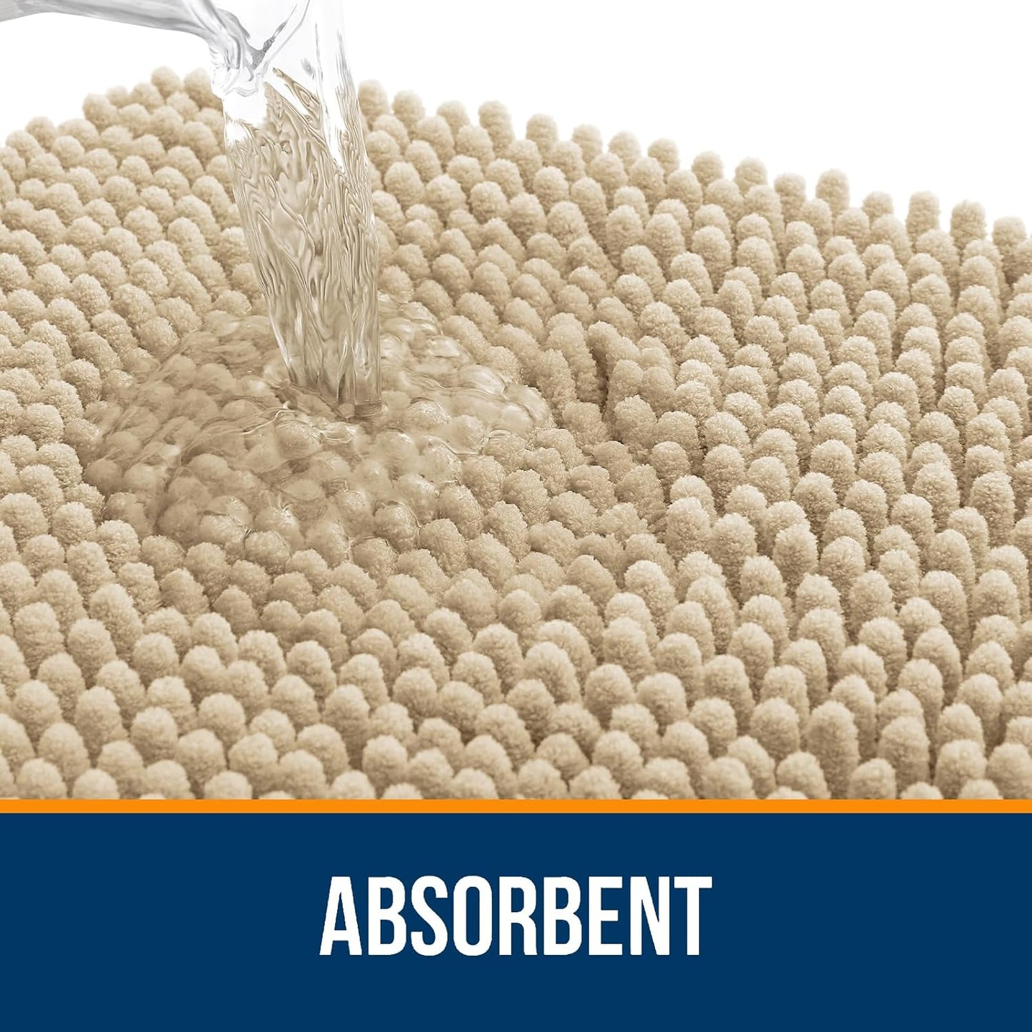 OLANLY Bathroom Rugs - Extra Soft Chenille Bath Mats | Quick-Dry, Machine Washable, 44x24, Beige