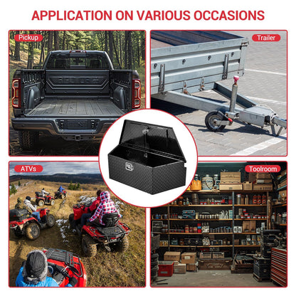 GarveeTech 39 in Trailer Tongue Boxes,Heavy Duty Aluminum Trailer Tool Box With Lock and Keys,Diamond Plate Storage Box,Waterproof Trailer Box for Pick Up Truck Bed,RV Trailer,Black