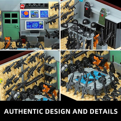 Army Military Base Building Blocks Set Toy with 6 Police Figures and Swat TeamWeapons PackCompatible with Lego Armory Battle BrickSuitable for Adults and Children Aged 6+
