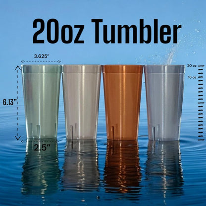 Oojami Set of 16 Plastic Tumblers, 20-Ounce Reusable Cups, BPA-Free & Shatterproof, Stackable Restaurant-Style Drinking Glasses for Water, Juice, and Everyday Use, Dishwasher Safe 20 oz