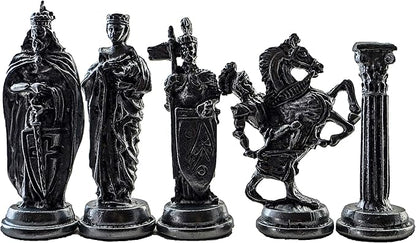 (Only 32 Pieces) Medieval British Army Antique Copper Metal Handmade Chess Pieces (Without Board)