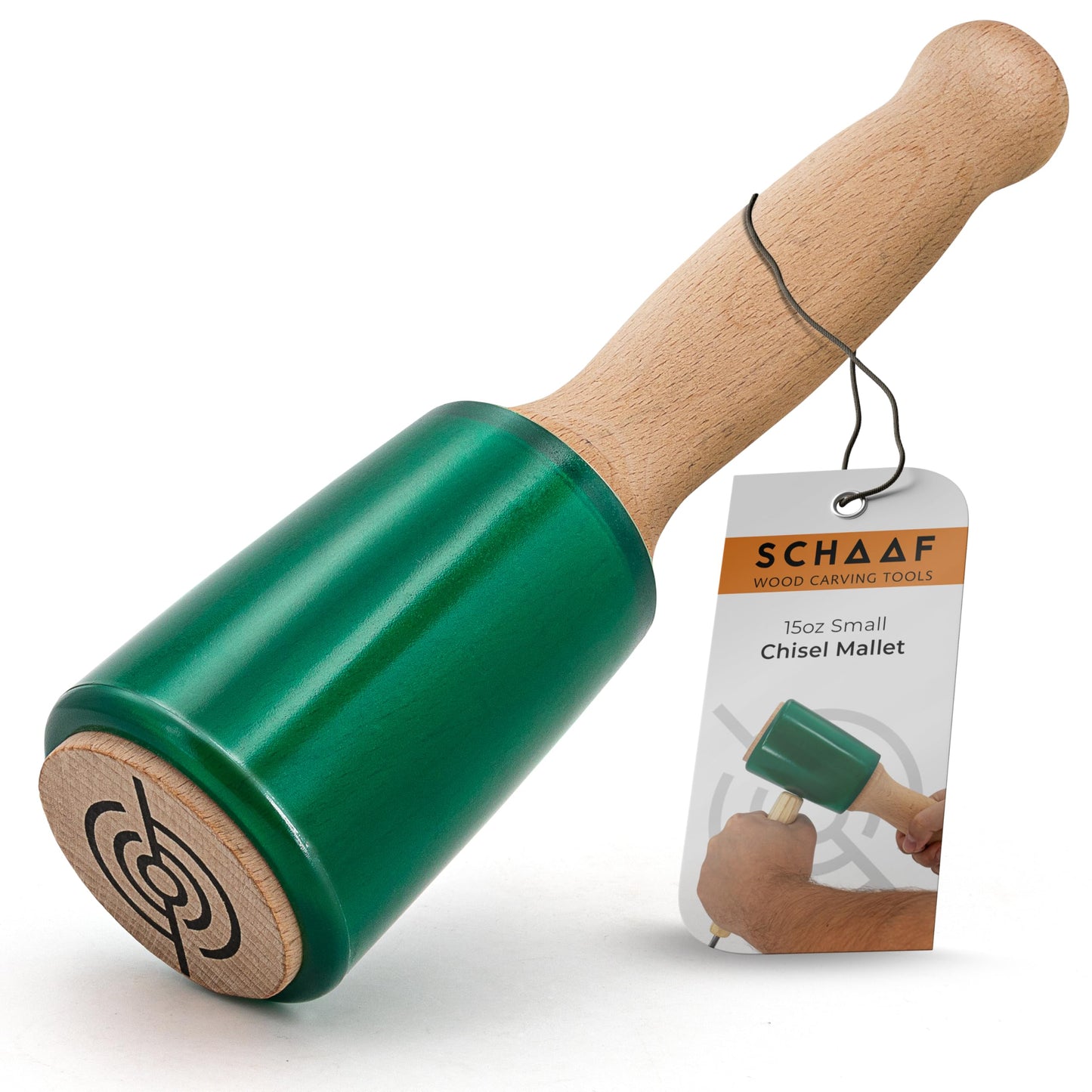 Precision Wood Carving Mallet 15oz for Woodworking, Comfortable Wooden Handle Reduces Hand Fatigue, Non-Marring Urethane Head Protects Tools, Chisel Hammer from Schaaf Tools