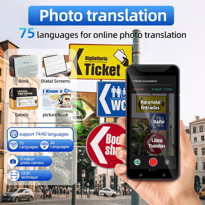 Language Translator Device with 5-inch HD Screen, Real Time Language Translator No WiFi Needed with 139 Languages, Online/Offline/AI/Voice/Photo Translation for Business Learning Travel