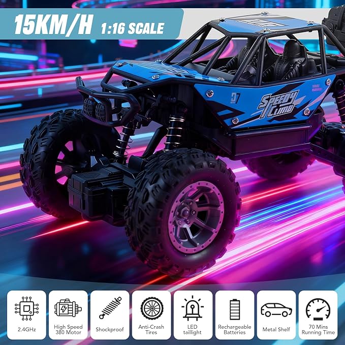 NXD RC Truck 1:18 Remote Control Car with Spray &amp Light 4WD All Terrain Off-Road Monster Truck Toys 2.4 GHz RC Cars for Kids Age 6 7 8 9 10 11 12 Gift for Boys Girls (Red)
