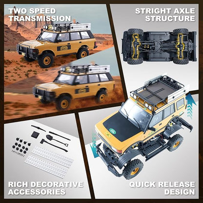 FMS FCX10 1/10 RC Crawler Land Rover Camel Trophy Edition Official Licensed 4WD All Terrain Off-Road RC Truck for Adults High-Detail Scale RC Car with Metal Gears Upgraded Shocks (Range Rover)