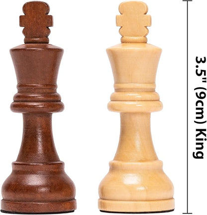 Husaria Staunton Tournament No. 5 Chessmen with 2 Extra Queens and Wooden Box 3.5-inch Kings
