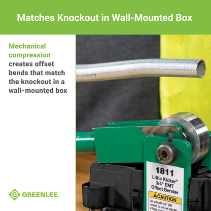 Greenlee 1811 Little Kicker Offset Hand Bender for 3/4" EMT Conduit, Silver/Green
