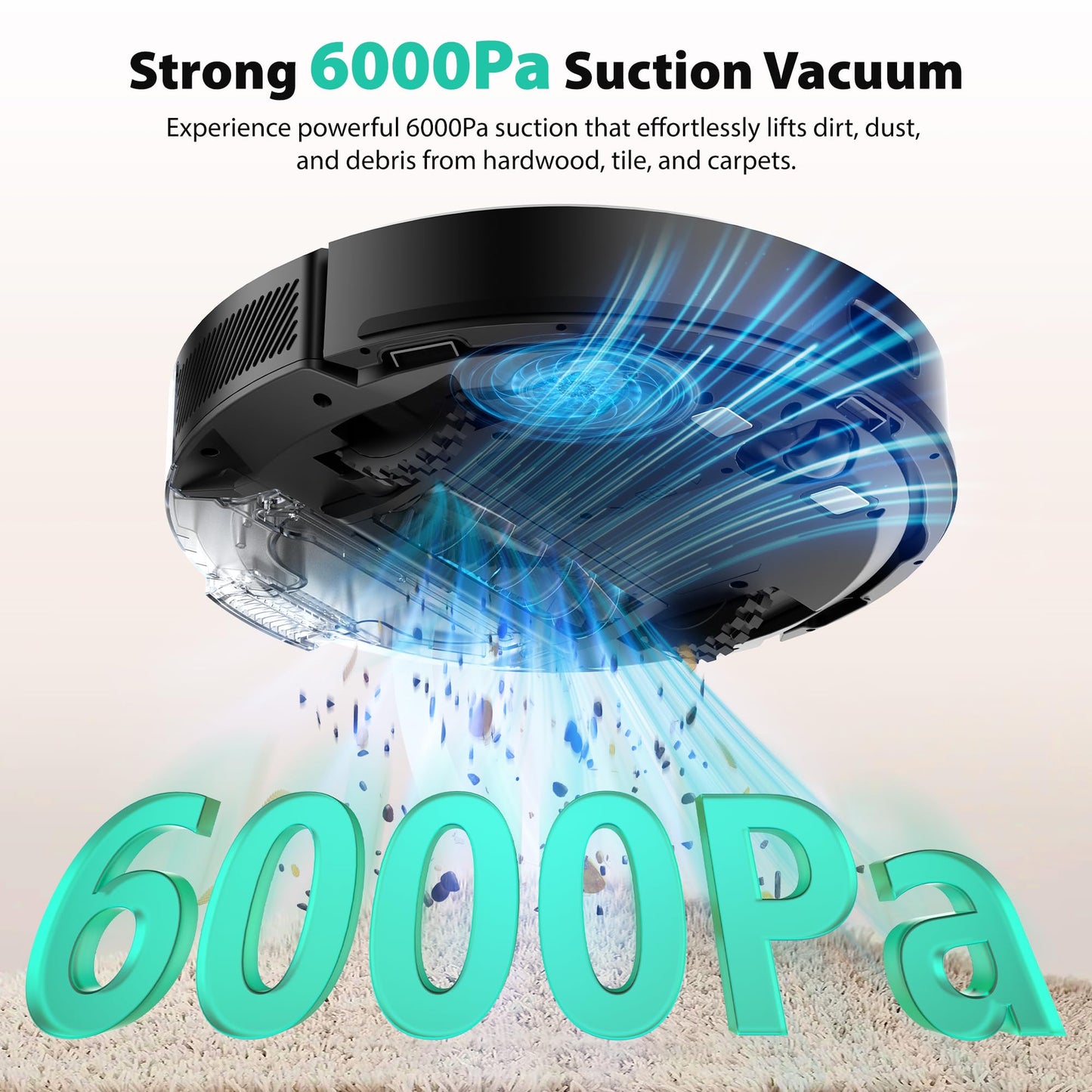Tikom Robot Vacuum and Mop, 6000Pa Robotic Vacuum Cleaner with Self-Emptying Base, 90 Days Capacity, LiDAR Navigation, Home Mapping, Ideal for Pet Hair, Hard Floors, Carpet (L8000 Plus)