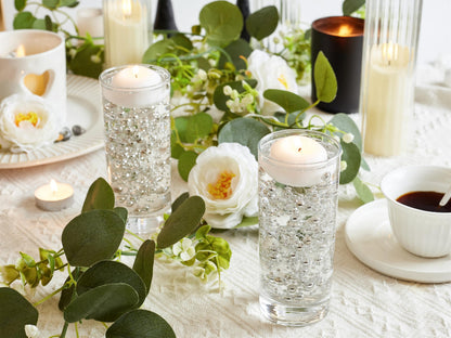 YATOJUZI 30 PCS Artificial Pearl String Silver Vase Filler Floating Pearls for Vases Centerpieces Faux Pearl Beads String Decorations Wedding Holiday Party Decor