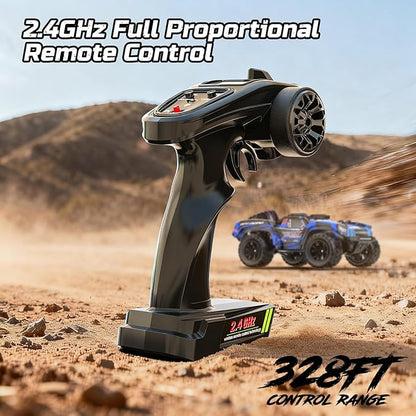 DEERC 1:12 Fast RC Cars 45KPH 4WD High Speed Short Course RC TruckOff-Road All Terrain Remote Control Car with 2 Rechargeable Batteries &amp Spare Tire2.4GHz RC Monster Truck for Adults Kids Boys
