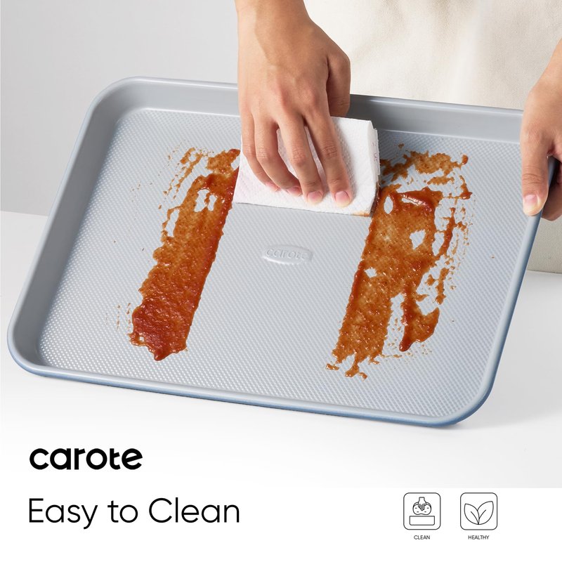 CAROTE 3-Piece Baking Pan Set - Bakeware Set, Baking Sheet Set Including 13 Inch 15 Inch 17 Inch Sheet Pan, Cookie Sheet for Baking, Royal Violet, Blue & Grey