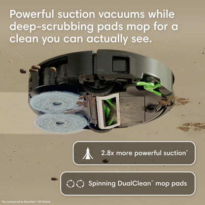 iRobot Roomba Plus 415X Combo Robot Vacuum & Mop + AutoWash Dock, Self‑Cleaning & Heated Dry, Auto‑Empty up to 90 Days, 140x Power-Lifting Suction, 2X Deeper Mopping, Ideal for Homes with Pets & Kids