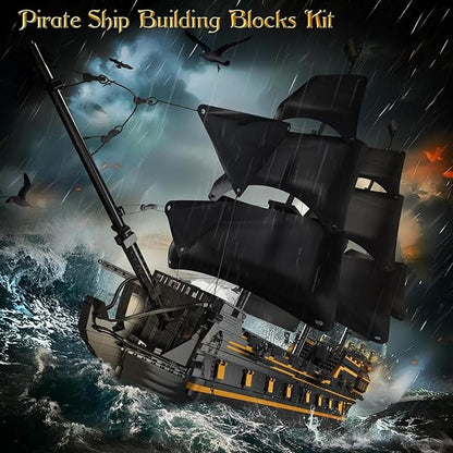 Mould King Pirate Ship Model Building Blocks Kits Black Pearl Ship MOC Model Set to Build Large Pirates Ship Boat Model Blocks Assembly Toy(5266 Pieces)