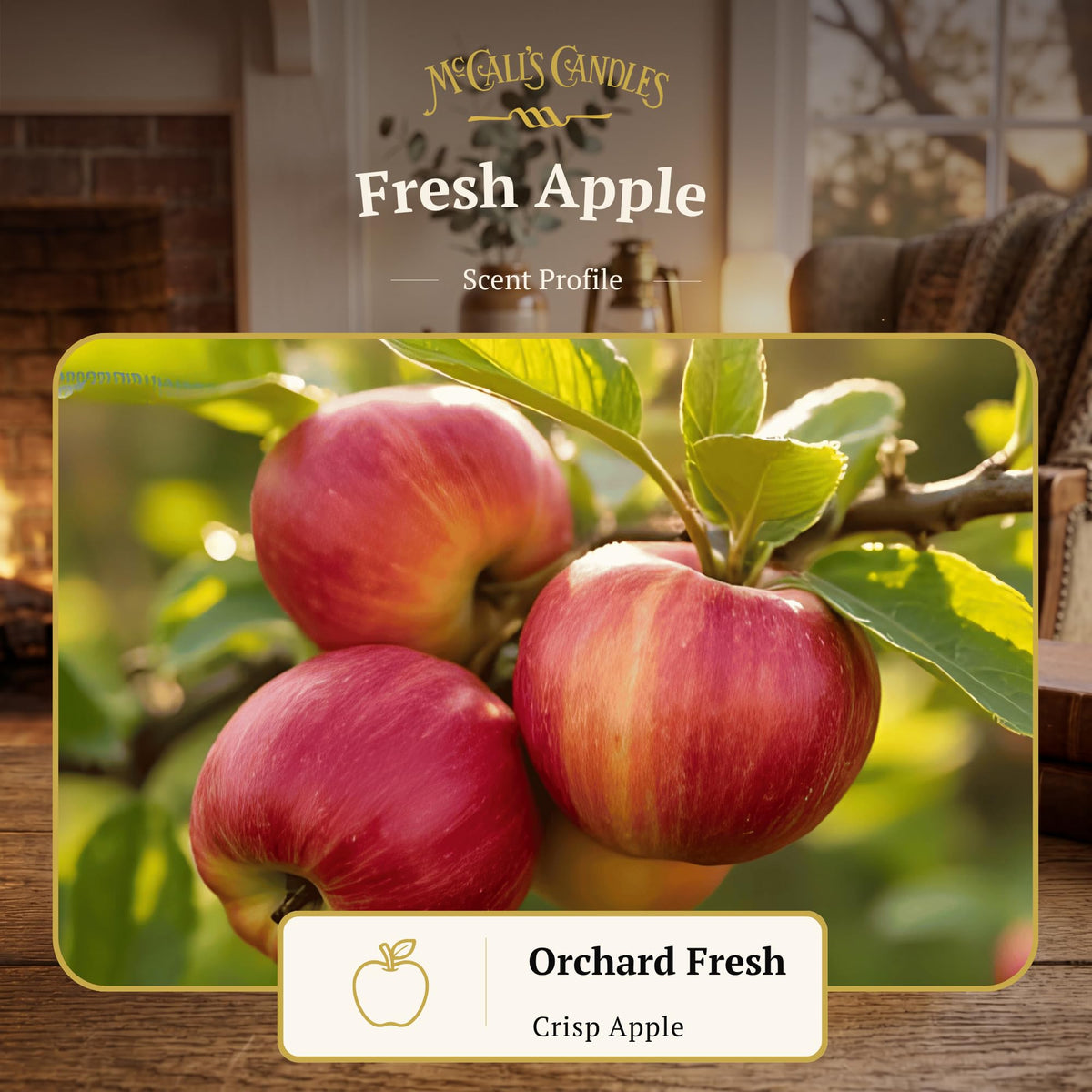 McCall’s Candles | Fresh Apple | 16 oz Scented Candle | USA-Poured | Vintage Rustic Jar with Carrying Handle | Crisp Orchard Fruit Fragrance