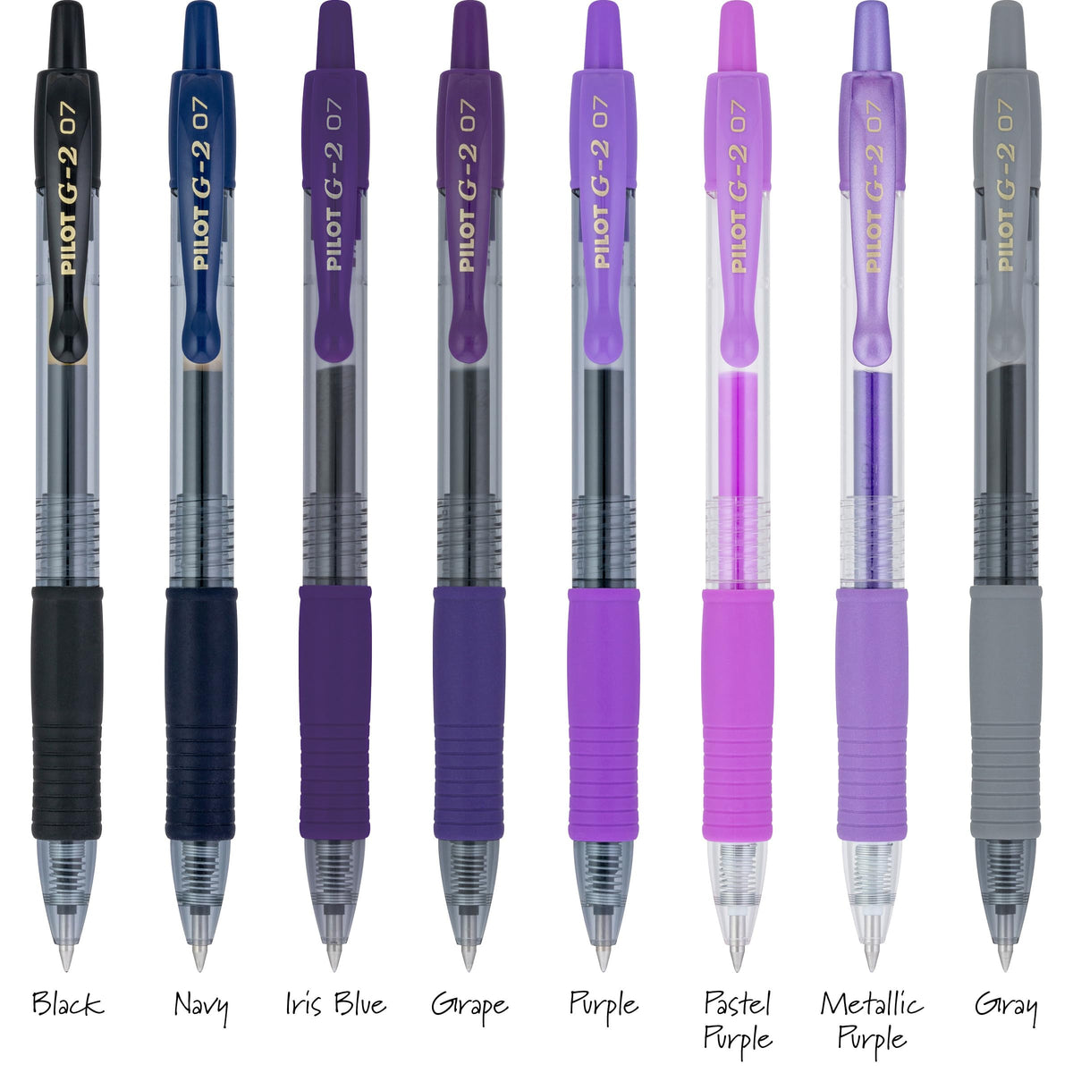 Pilot, G2 Premium Gel Roller Pens, G2 Boost Purples Pack, The Colors of Creativity, 8 Pack Pouch, Fine Point 0.7 mm, Assorted