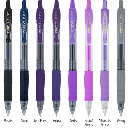 Pilot, G2 Premium Gel Roller Pens, G2 Boost Purples Pack, The Colors of Creativity, 8 Pack Pouch, Fine Point 0.7 mm, Assorted