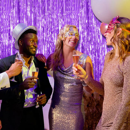 10 Pack Purple Backdrop Tinsel Streamers Foil Fringe Backdrop Halloween Party Decorations Purple Backdrop Curtain Birthday Graduation Bachelorette Christmas New Year Party Decorations
