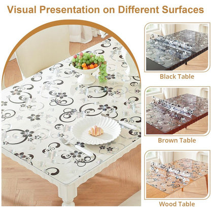 LovePads Floral Clear Table Cover Protector - 36 x 72 Inch Thick Plastic Table Cloth, Waterproof PVC Desk Mat for Dining Room Table, Wood Furniture Topper, Anti-Scratch Desk Pad for Kids Writing,