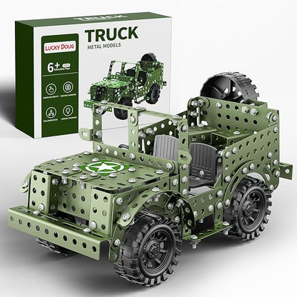 Lucky Doug STEM Building Projects Model Truck Set - Building Toys for Kids Ages 8-12 Assembly Science Army Toys for Boys 8 9 10 11 Years Old