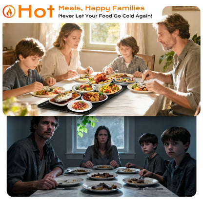 Electric Warming Mat for Food 32" x 12", Tempered Glass Top,Food Warmer Tray for Countertop, Parties Buffet,Gatherings,Adjustable 104–212°F with 1–12h Timer,Built-in Thermostat & Overheat Protection