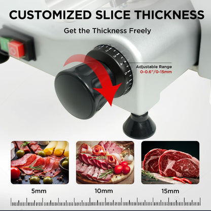 Valley Sportsman 10" Commercial Meat Slicer, Electric Deli Slicer with Adjustable Thickness Stainless Steel Blade, Built-in Sharpener, Food Slicer Machine for Meat/Bread/Cheese, Easy Cleaning