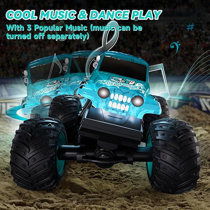 2.4Ghz Remote Control Monster Trucks for Boys Age 4-7Zombie Monster Truck Toys with Stunt 360°Spin &amp Drift 1:20 Scale Remote Control Car with Light &amp Sounds Gift for 3 5 6 8 Year Old Boys&