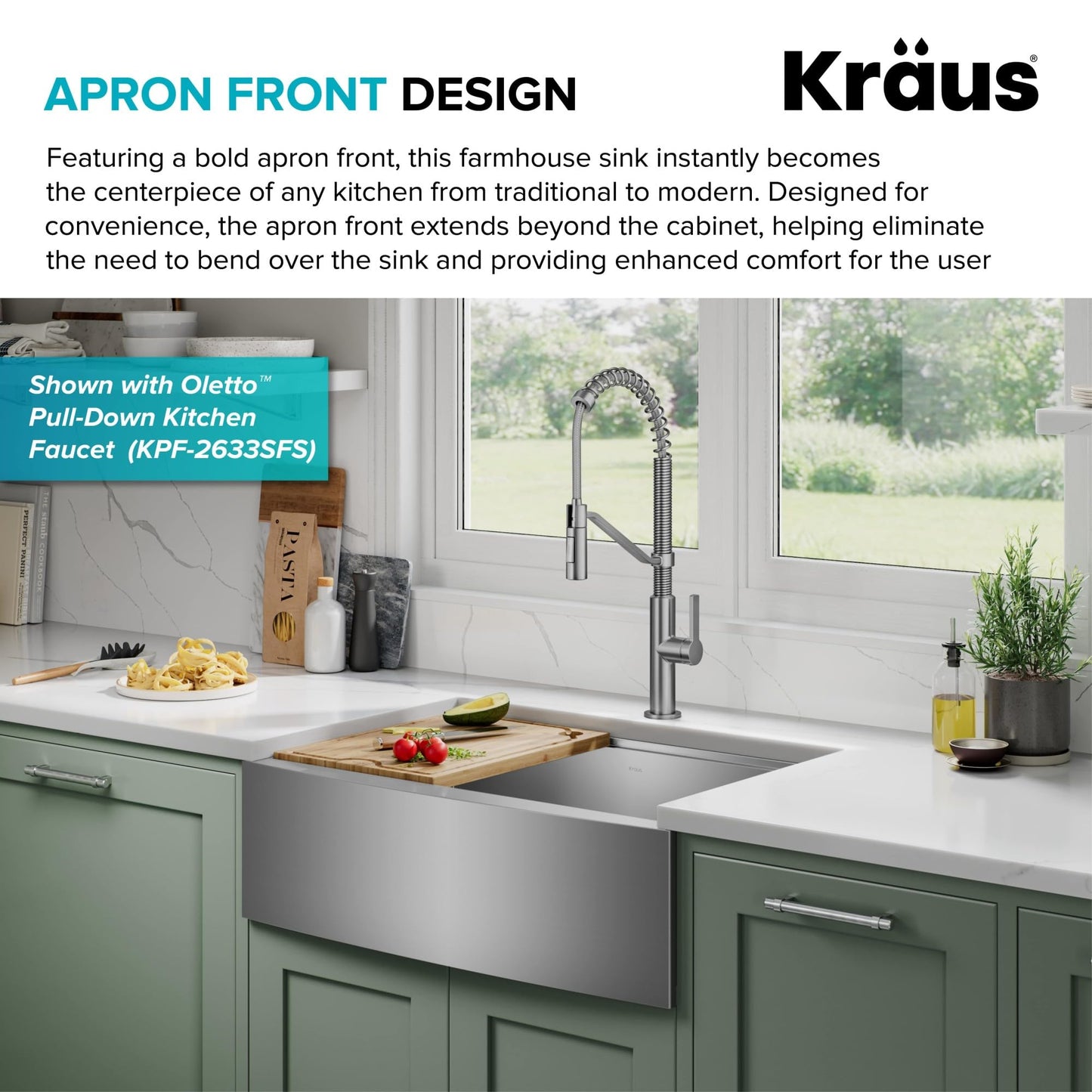 Kraus Kore 30-Inch Farmhouse Workstation with In Sink Dish Drying Rack, Stainless Steel Kitchen Sink, KWF410-30