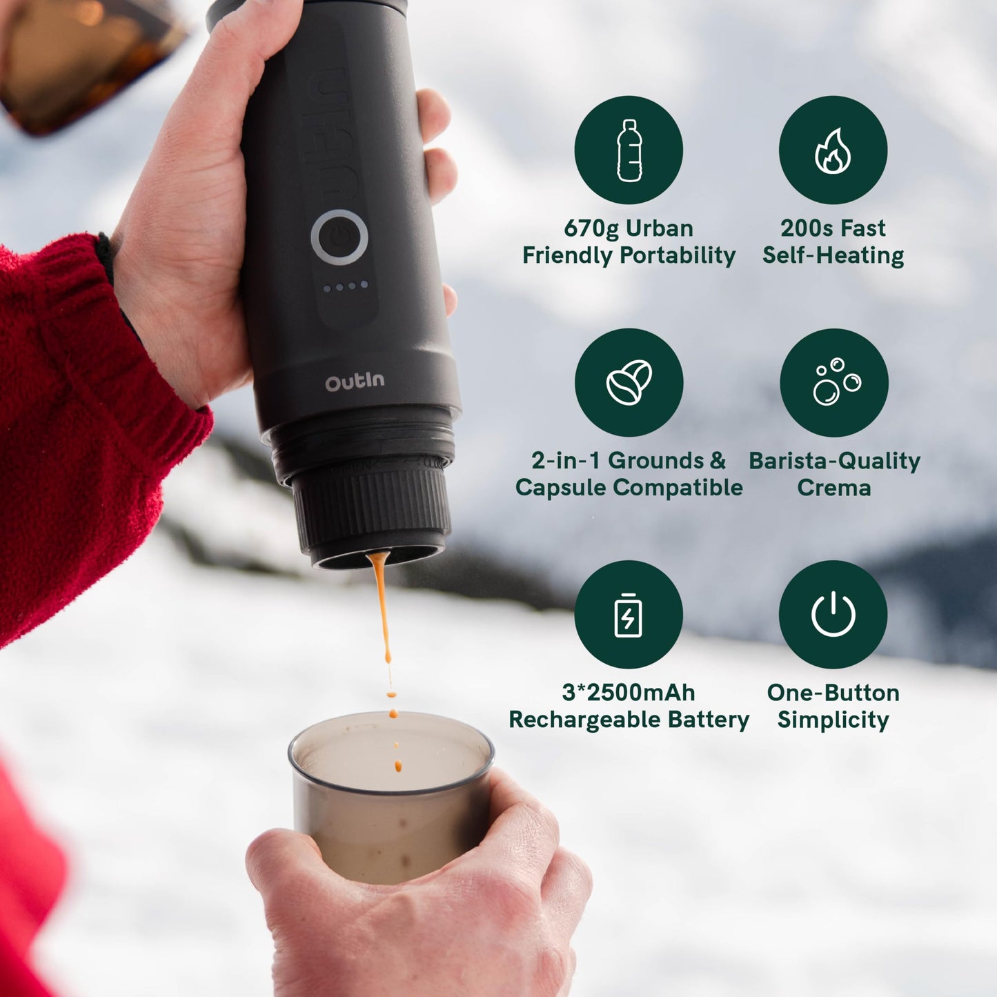 OutIn Nano Complete set Portable Espresso Machine with Double Shot Accessorries