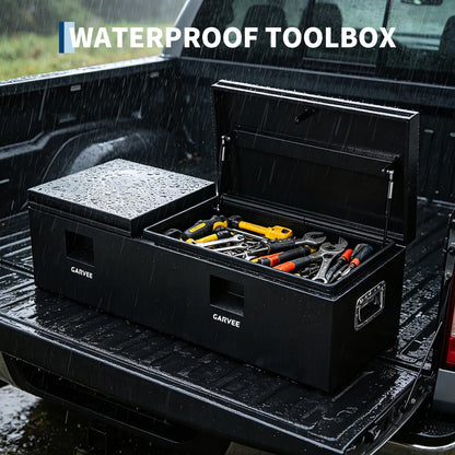 GarveeLife Steel Truck Bed Tool Box, 48x16x14 Inch Storage Box with Side Handle, Chest Toolbox Weatherproof Organizer for Pickup Truck RV Trailer