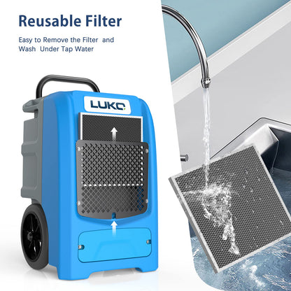 LUKO 190 PPD Commercial Dehumidifier with Built-in Pump & Hose, for 8000 Sq Ft Large Space，Basements, Crawl Spaces, Warehouse, Water Damage Restoration, 5-Year Warranty