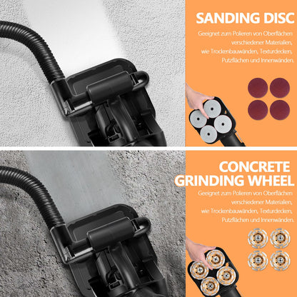4-Head 3800W Concrete Floor Grinder with Extendable Rod, 4'' Concrete Floor Polisher with Dust Extraction Shroud, 6 Gears, 6000RPM Concreter Surface Planner for Grinding Concrete Cement Marble