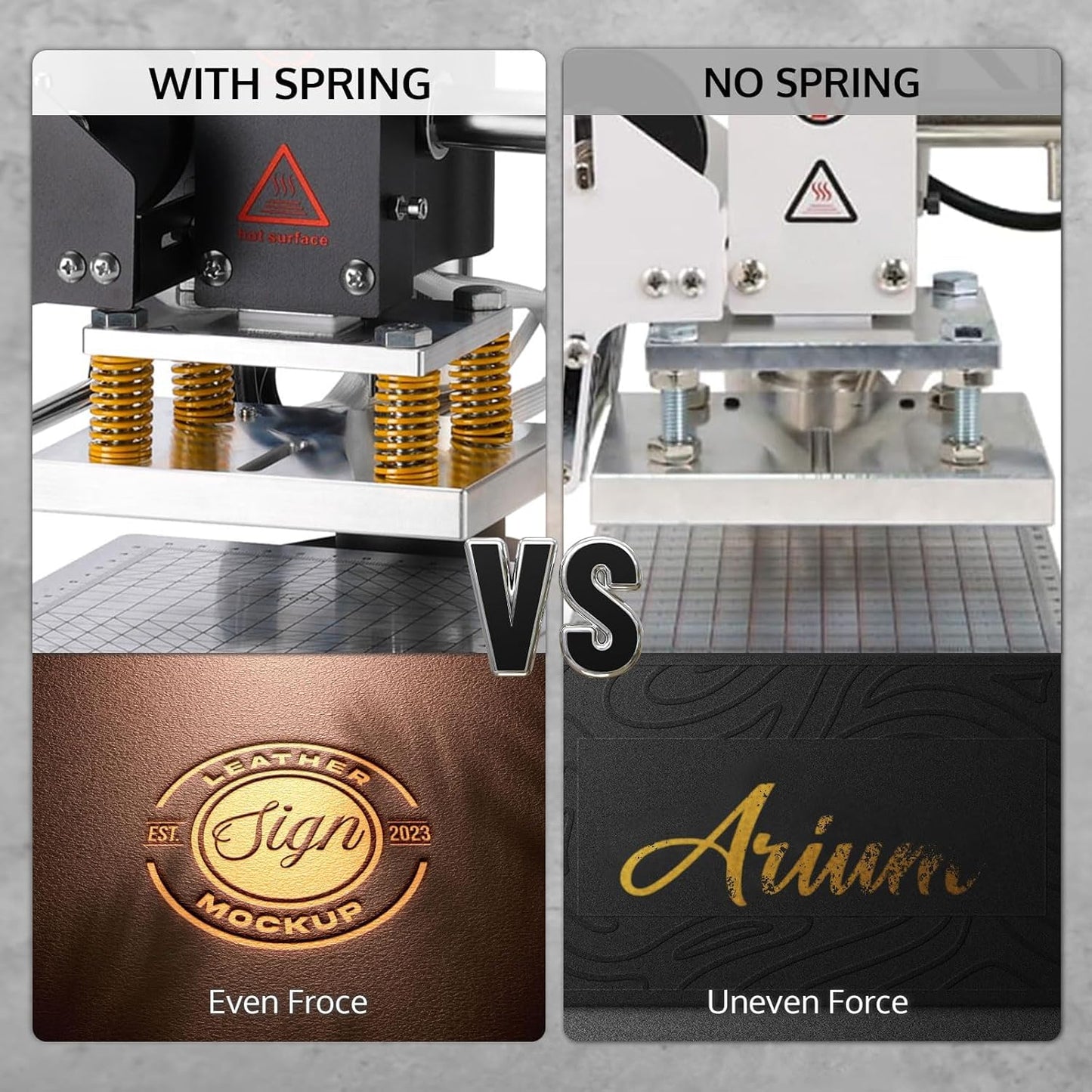 OFFNOVA Hot Foil Stamping Machine 10x13cm with U-Slot & Movable Table, 110V Digital Embossing Machine Manual Tipper Stamper for PVC Wood PU Leather Logo