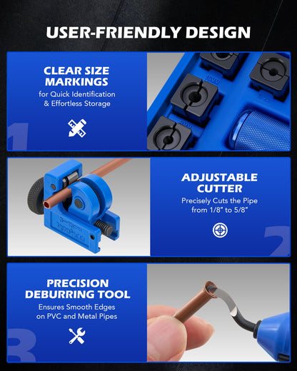 Orion Motor Tech Hydraulic Flaring Tool Kit, Universal Brake Flaring Tool Set with Tubing Cutter, 45° Single& Double Flaring Tool Kit with Deburring Tool, Brake Line Flaring Tool for ISO Bubble Flare