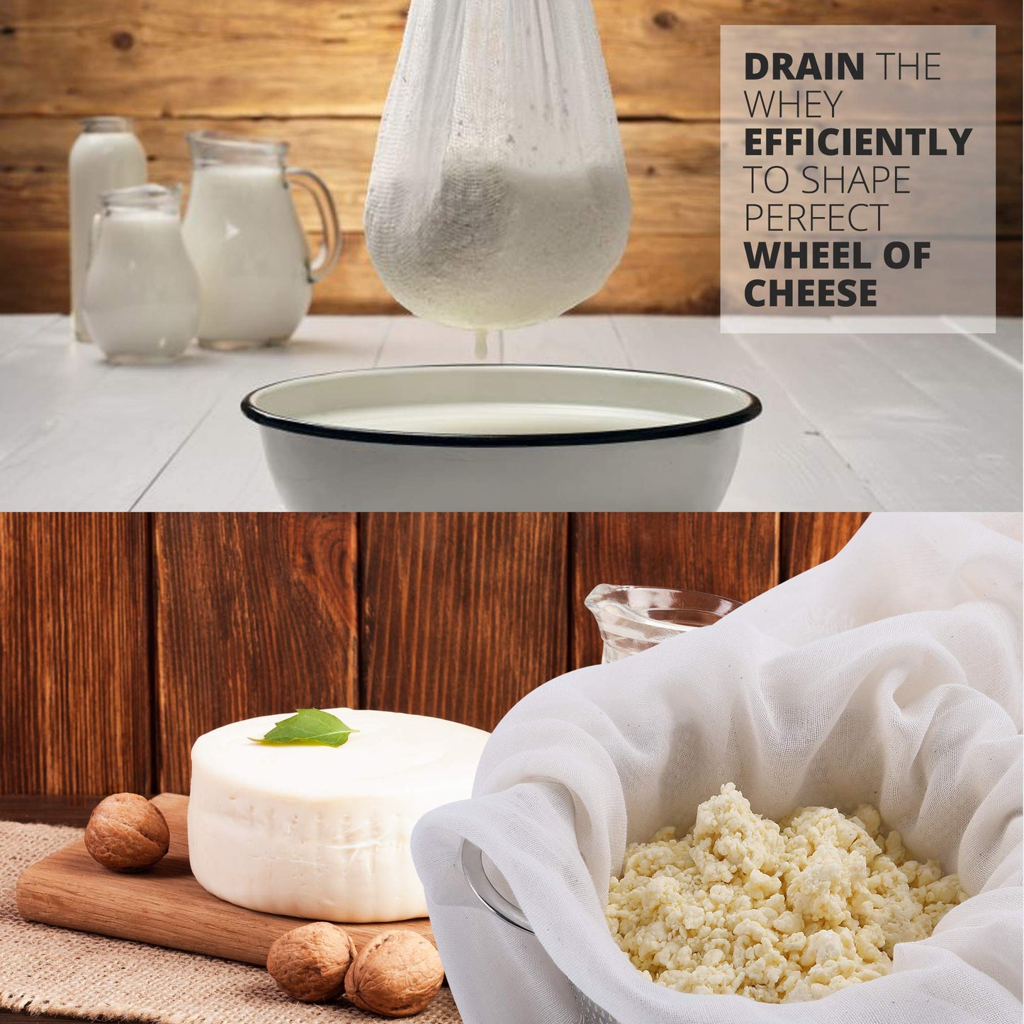 Sufaniq Cheese Cloths, Grade 90 (9 Sq Feet) 100% Pure Cotton Reusable Cheesecloth, Unbleached Ultra Fine Fabric, Cheesecloth for Straining, Premium Butter Muslin Cloth for Straining - 1 Sq Yard
