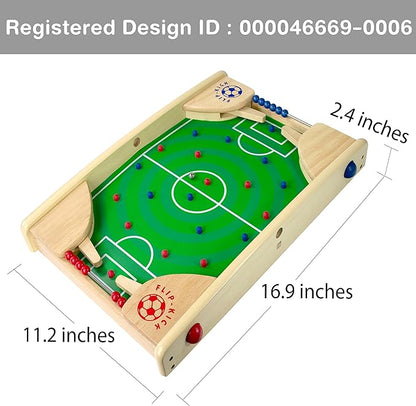 Flipkick: Wooden Tabletop Football/Soccer Pinball Games Indoor Portable Sport Table Board for Kids and Family