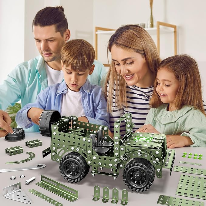 Lucky Doug STEM Building Projects Model Truck Set - Building Toys for Kids Ages 8-12 Assembly Science Army Toys for Boys 8 9 10 11 Years Old