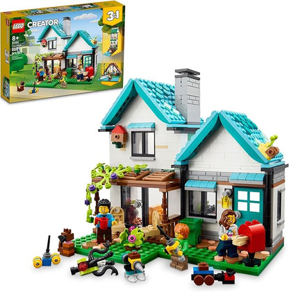 LEGO Creator 3 in 1 Cozy House Building Toys - Toy Figures &amp Pretend Play Playsets for Boys &amp Girls Ages 8+ - 3 Building Options - Gift for Birthdays - 31139