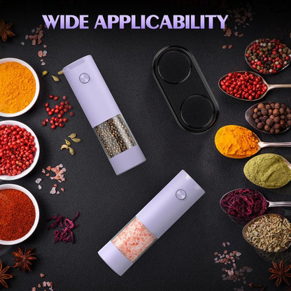 1 Pack Salt and Pepper Grinder- Gifts for Women Automatic Battery Purple Pepper Mill Shakers Kitchen Accessories Cooking for Mom, Adjustable Coarseness Salt Pepper Shakers