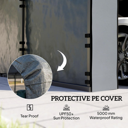 Outsunny Carport Replacement Sidewall Panels Set of 4 for 10' x 15' Carports, UPF50+ Waterproof PE Tarp Replacement Side Wall Cover with Zipper Door, Top Cover and Frame Not Included, Dark Gray