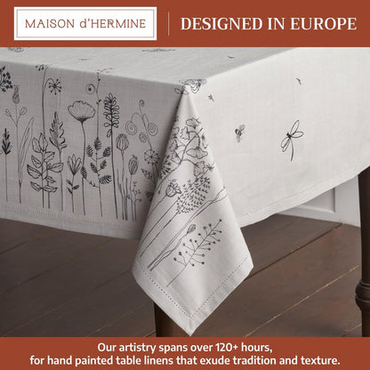 Maison d' Hermine Table Cloth Rectangle Table 100% Cotton 54 x 72 Inches Tablecloth Reusable Decorative for Dining Kitchen Room Farmhouse Home Gifts for Mothers Day Spring Summer - Flore