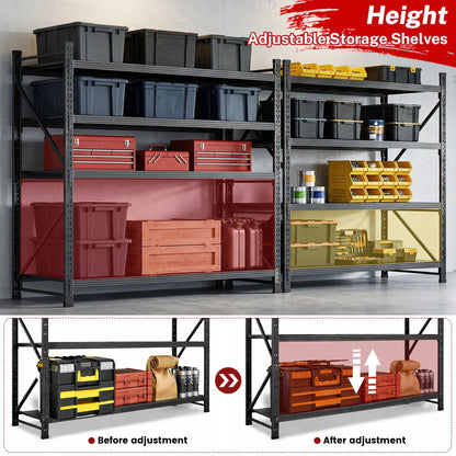 71”W Garage Shelving Units,5000LBS Storage Shelves,Garage Shelving Heavy Duty Metal Adjustable Shelves,Metal Shelving Rack,4Tier Large Tall Industrial Shelving for Shopping,Office (71" W*24" D*70" H)