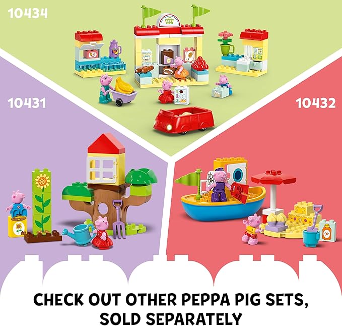 LEGO DUPLO Peppa Pig Birthday House Playset with 3 Animal Figures Educational Toy for 2 Year Olds Buildable Dollhouse for Creative Role Play Peppa Pig Toy for Girls Boys and Toddlers 10433